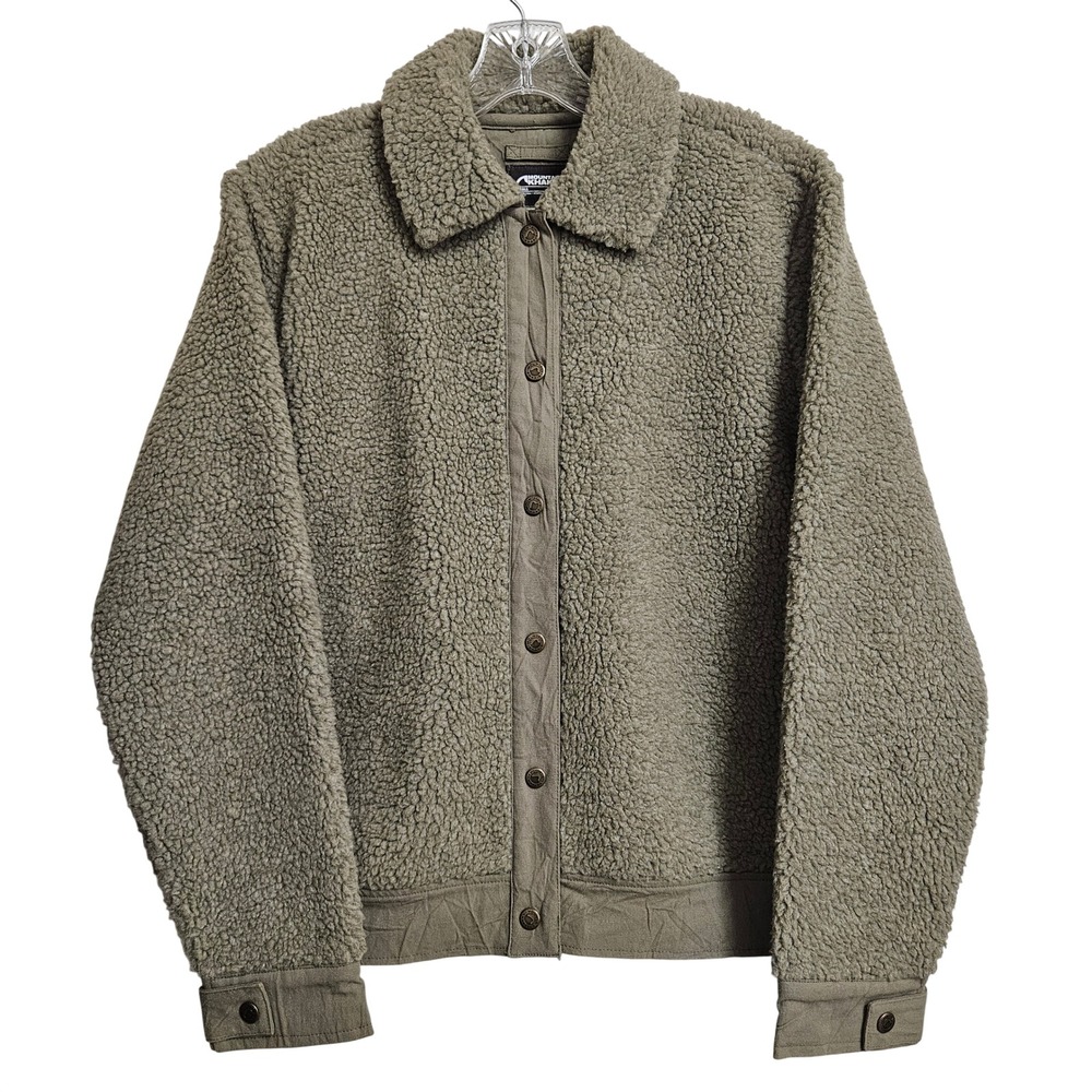 Mountain‎ Khakis Fleece Jacket Women Sm Green Sherpa Button Front Gorpcore Cabin
